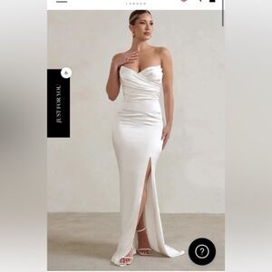 Club L London Satin Strapless Ruched Wedding Gown size 4